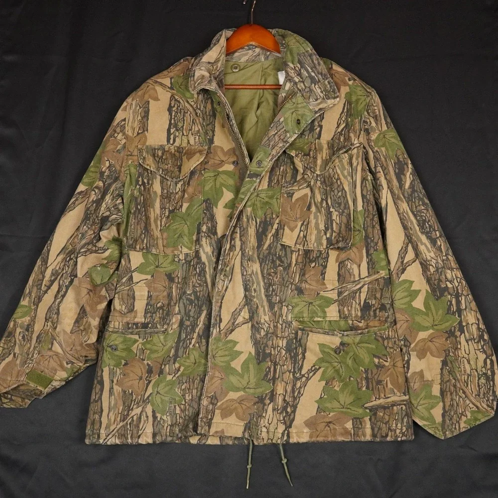 90s Golden Mfg Trebark Camo Field Jacket Mens Medium Regular Brown Green Hunting